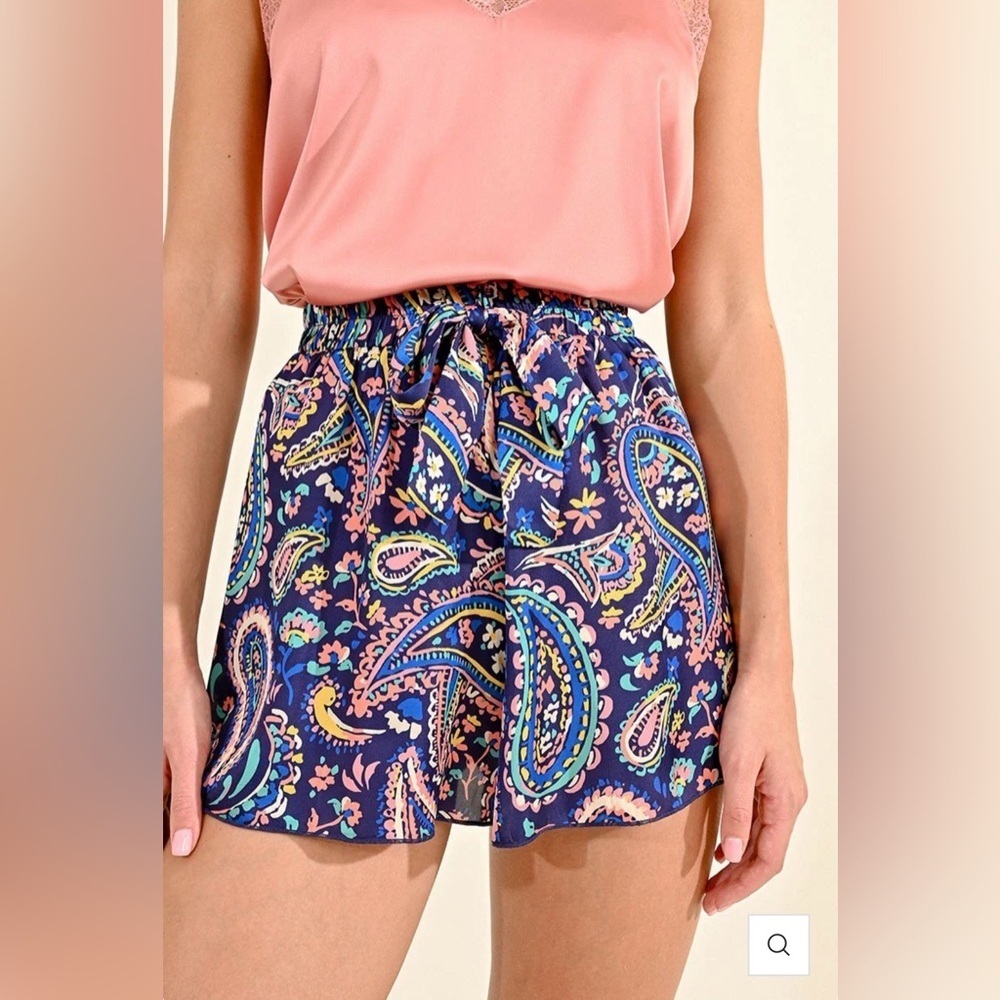 Molly Bracken Paisley Print Shorts Lounge Navy Sacha โ Small
